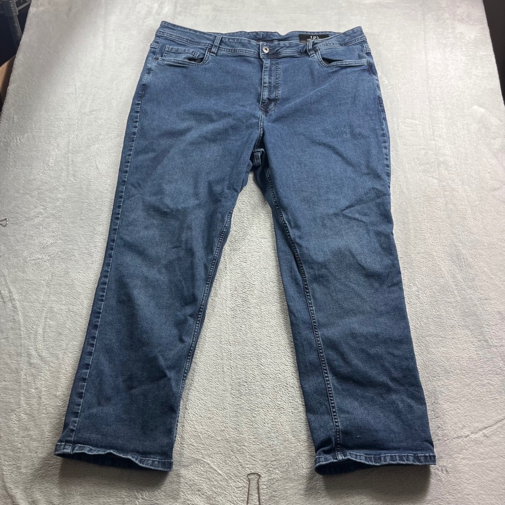 TPJ Thick Thicc Mens Blue Medium Wash‎ Straight Leg Stretch Jeans 42x28